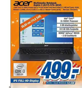 Expert Acer Multimedia-notebook Aspire 3 (a315-57g-303z) Angebot