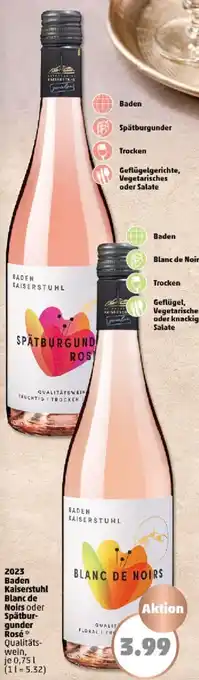 PENNY 2023 Baden Kaiserstuhl Blanc de Noirs oder Spätburgunder Rosé 0,75 L Angebot