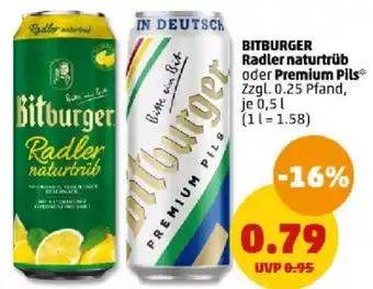 PENNY Bitburger Radler naturtrüb oder Premium Pils 0,5 L Angebot