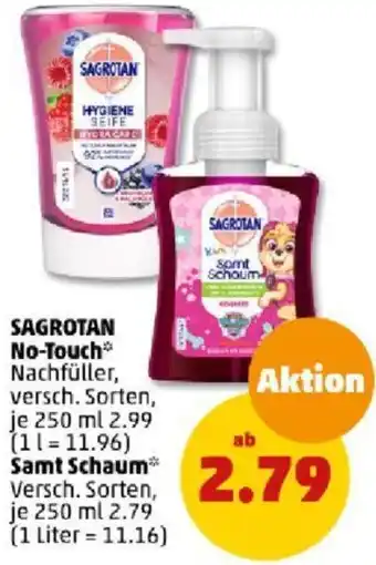 PENNY Sagrotan No-Touch oder Samt Schaum 250 ml Angebot