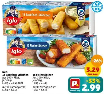 PENNY Iglo 13 Backfisch-Stäbchen 364 g oder 15 Fischstäbchen 450 g Angebot