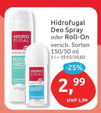 Budni Hidrofugal Deo Spray oder Roll-On versch. Sorten 150/50ml Angebot