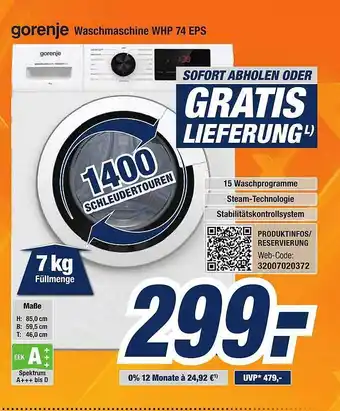 Expert Bening Gorenje Waschmaschine WHP 74EPS Angebot