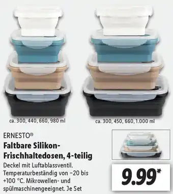 Lidl Ernesto Faltbare Silikon Frischhaltedosen, 4-teilig Angebot