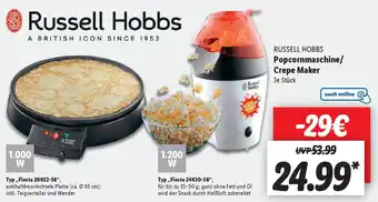 Lidl Russell Hobbs Popcornmaschine/Crepe Maker Angebot