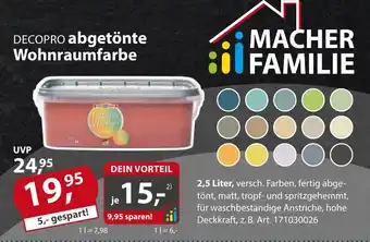 Sonderpreis Baumarkt DECOPRO abgetönte Wohnraumfarbe 2.5L Angebot