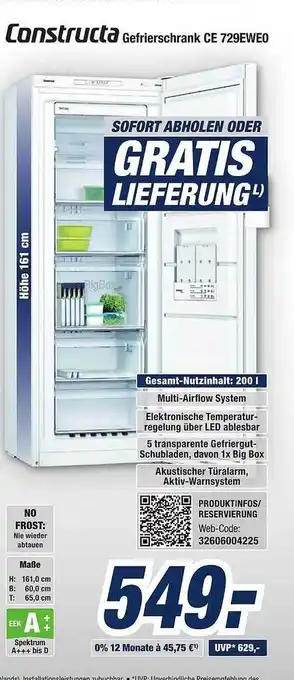 Expert Bening Constructa Gefrierschrank CE 729EWE0 Angebot