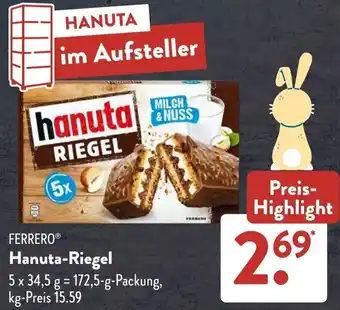 Aldi Süd FERRERO Hanuta-Riegel 172,5 g Packung Angebot