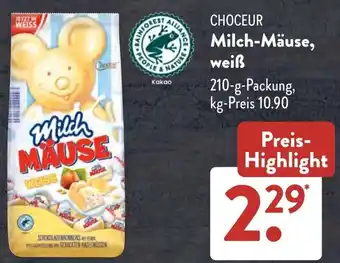 Aldi Süd CHOCEUR Milch-Mäuse, weiß 210 g Packung Angebot