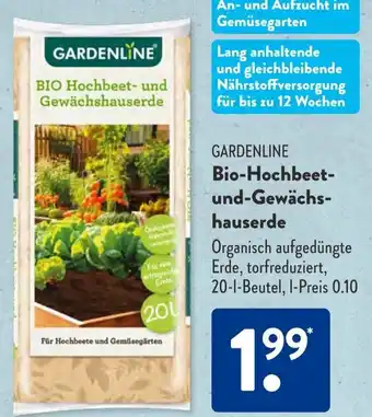 Aldi Süd GARDENLINE Bio-Hochbeet und Gewächshauserde 20 L Beutel Angebot