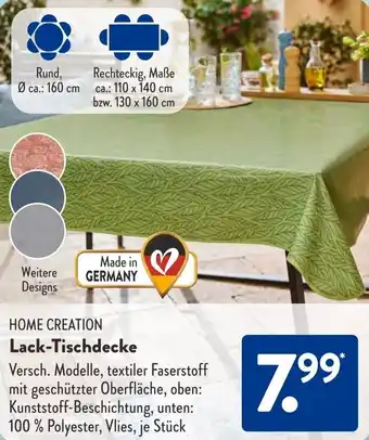 Aldi Süd HOME CREATION Lack-Tischdecke Angebot