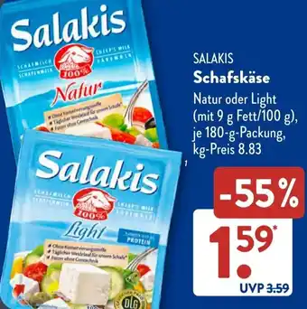 Aldi Süd SALAKIS Schafskäse 180 g Packung Angebot