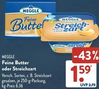 Aldi Süd MEGGLE Feine Butter oder Streichzart 250 g Packung Angebot