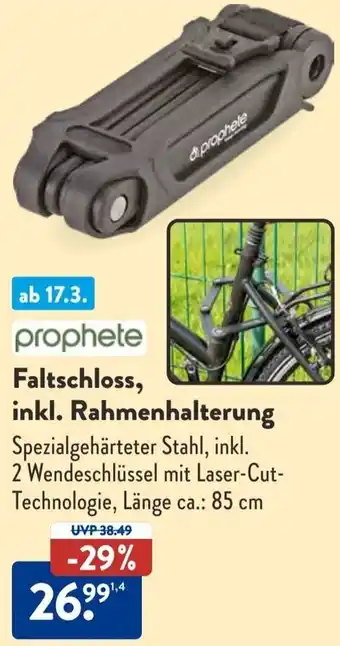 Aldi Süd Prophete Faltschloss, inkl. Rahmenhalterung Angebot