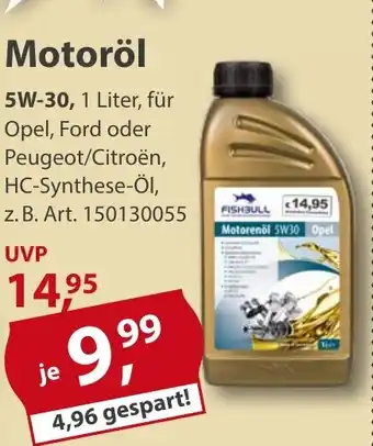 Sonderpreis Baumarkt FISHBULL Motorenöl 5W30 Opel 1L Angebot