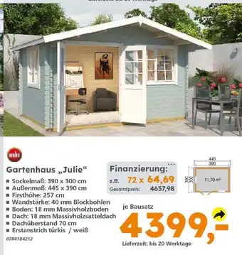 Globus Baumarkt weka Gartenhaus "Julie" Angebot