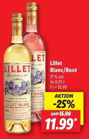 Lidl Lillet Blanc/Rosé 750ml Angebot