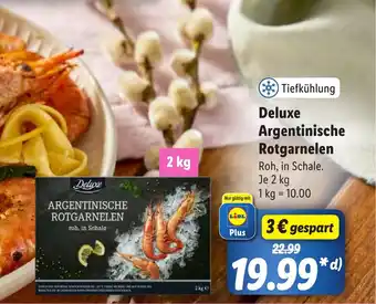 Lidl Deluxe Argentinische Rotgarnelen Roh, in Schale. Je 2 kg Angebot