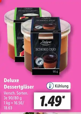 Lidl Deluxe Dessertgläser Versch. Sorten. Je 90/80 g Angebot
