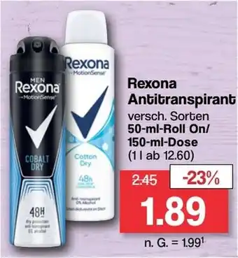 Famila Nord West Rexona Antitranspirant 50-ml-Roll On/150 ml Dose Angebot