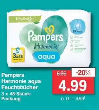 Famila Nord West Pampers Harmonie aqua Feuchttücher 3 x 48-Stück- Packung Angebot