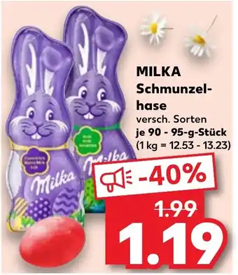 Kaufland MILKA Schmunzel- hase 90-95-g-Stück Angebot