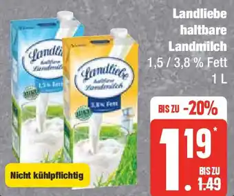 Edeka Landliebe haltbare Landmilch 1 L Angebot