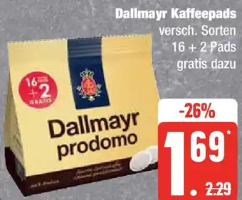 Edeka Dallmayr Kaffeepads 16+2 Pads Angebot