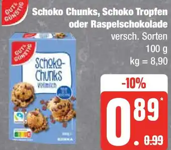 Edeka Gut & Günstig Schoko Chunks, Schoko Tropfen oder Raspelschokolade 100 g Angebot