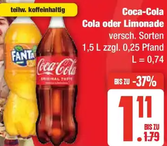 Edeka Coca-Cola Cola oder Limonade 1,5 L Angebot