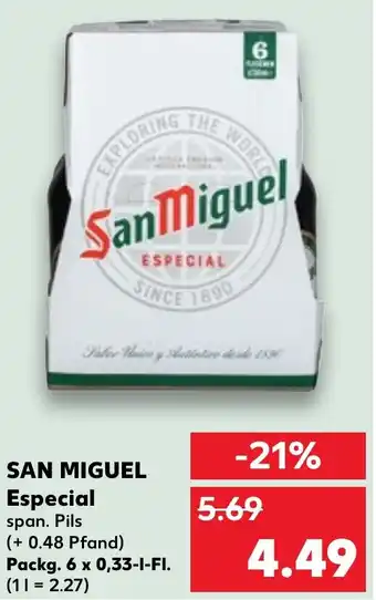 Kaufland SAN MIGUEL Especial  Packg. 6x0,33 L-Fl. Angebot