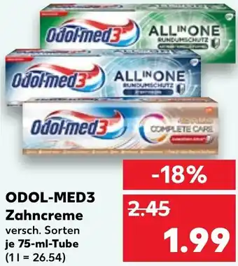 Kaufland ODOL-MED3 Zahncreme 75 ml Tube Angebot