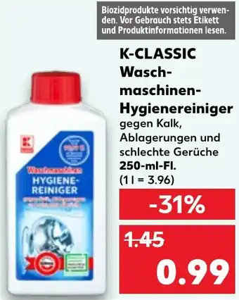 Kaufland K-CLASSIC Waschmaschinen Hygienereiniger 250 ml Fl. Angebot