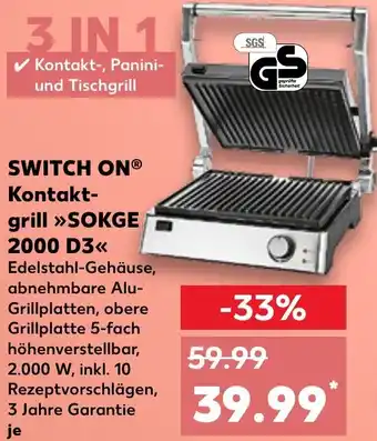 Kaufland SWITCH ON Kontaktgrill SOKGE 2000 D3 Angebot