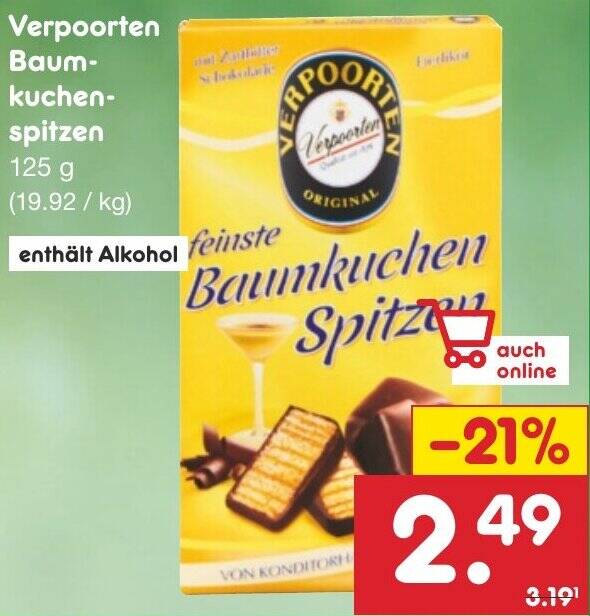 Verpoorten Baumkuchenspitzen 125 g Angebot bei Netto Marken-Discount