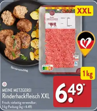 Aldi Nord MEINE METZGEREI Rinderhackfleisch XXL 1kg Packung Angebot