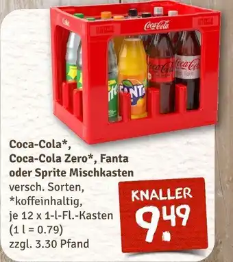 nahkauf Coca-Cola, Coca-Cola Zero, Fanta oder Sprite Mischkasten versch. Sorten, 12*1L Angebot