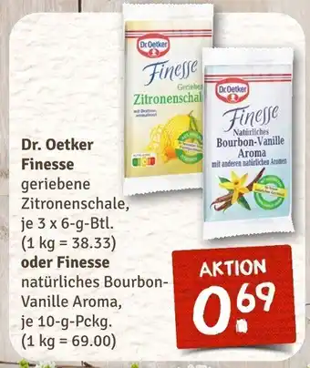 nahkauf Dr. Oetker Finesse geriebene Zitronenschale, 3*6g oder Finesse Natürliches Bourbon-Vanille Aroma 10g Angebot