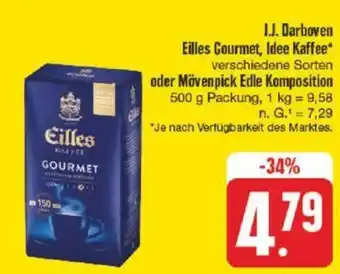 nah & gut J.J. Darboven Eilles Gourmet, Idee Kaffee oder Mövenpick Edle Komposition 500 g Angebot