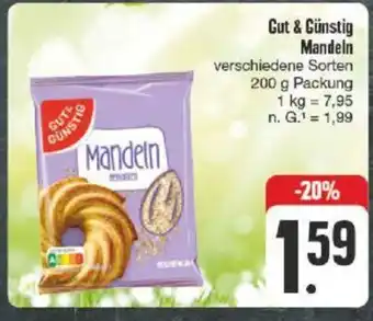 nah & gut Gut & Günstig Mandeln verschiedene Sorten 200 g Packung Angebot