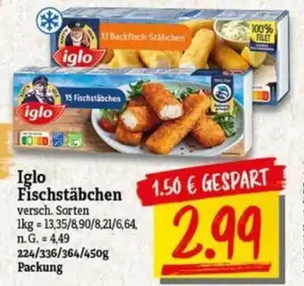 NP Discount Iglo Fischstäbchen 224/336/364/450g Angebot