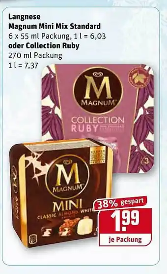 REWE Kaufpark Langnese Magnum Mini Mix Standard oder Collection Ruby Angebot