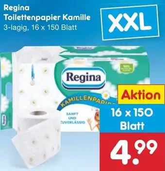 Netto Marken-Discount Regina Toilettenpapier Kamille 3-lagig, 16 x 150 Blatt Angebot