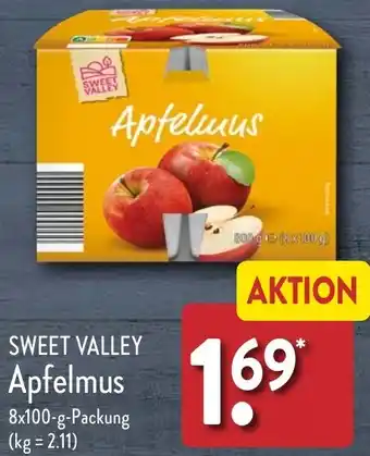 Aldi Nord SWEET VALLEY Apfelmus 8x100 g Packung Angebot