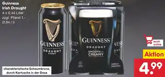 Netto Marken-Discount Guinness Irish Draught 4 x 0,44 Liter Angebot