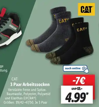 Lidl CAT 3 Paar Arbeitssocken Größen: 39/42-47/50. Je 3 Paar Angebot