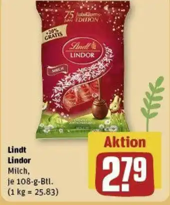 REWE Lindt Lindor Milch, 108 g Btl. Angebot