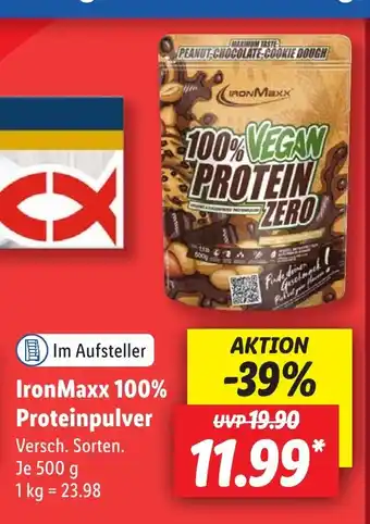 Lidl IronMaxx 100% Proteinpulver Versch. Sorten. Je 500 g Angebot