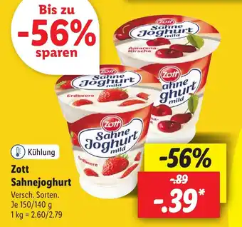 Lidl Zott Sahnejoghurt 150/140g Angebot