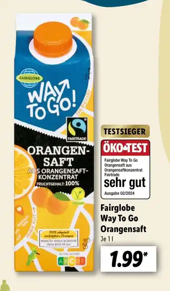 Lidl Fairglobe Way To Go Orangensaft 1L Angebot